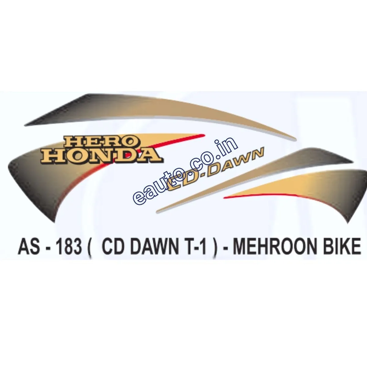 Graphics Sticker Set for Hero Honda CD Dawn | Type 1 | Mehroon Vehicle | Both Sides