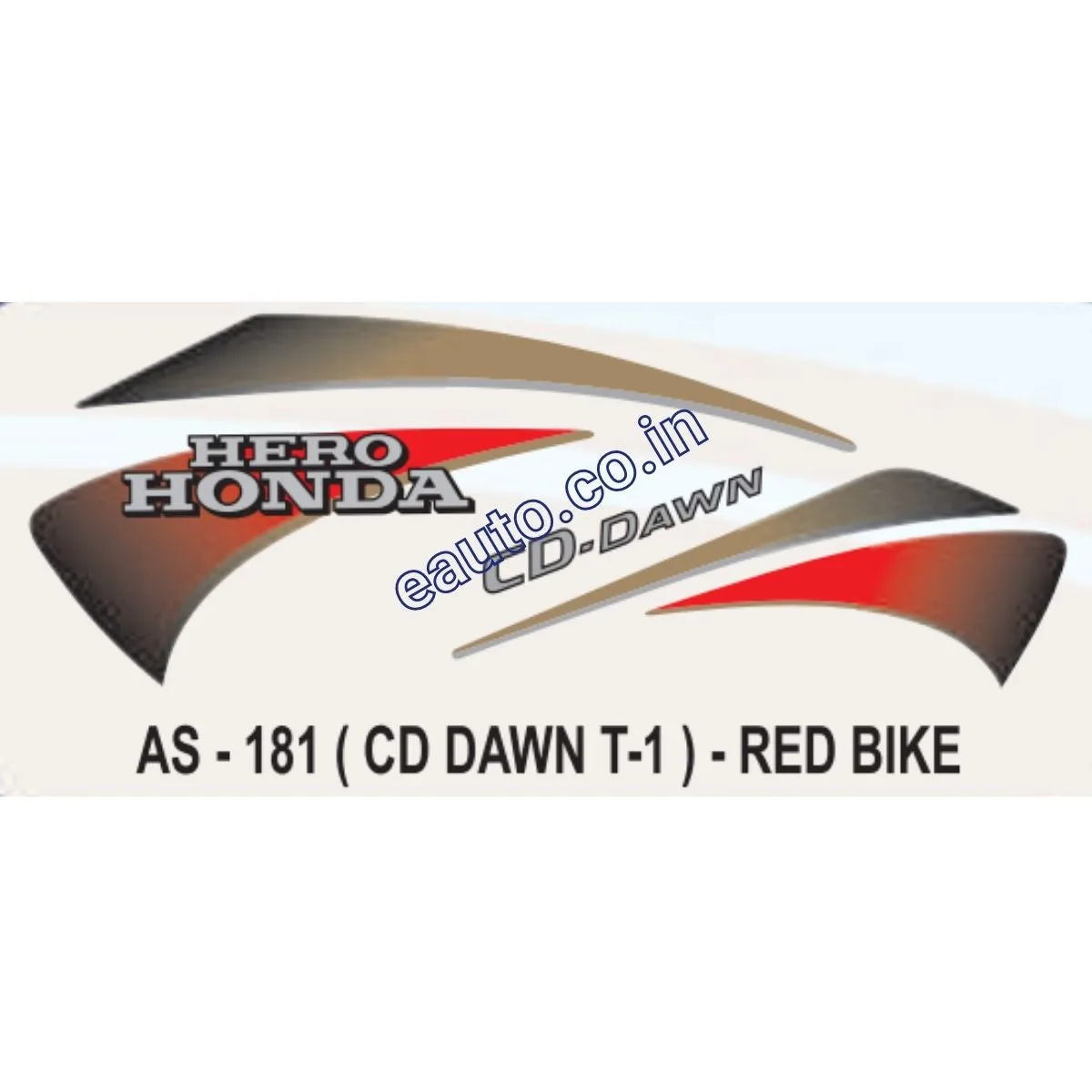 Graphics Sticker Set for Hero Honda CD Dawn | Type 1 | Red Vehicle | Both Sides
