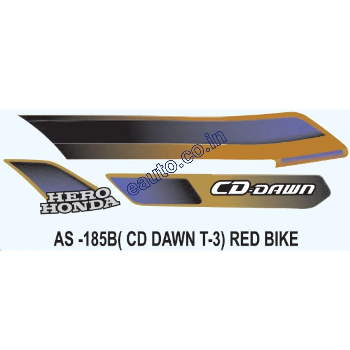 Graphics Sticker Set for Hero Honda CD Dawn | Type 3 | Red Vehicle | Both Sides
