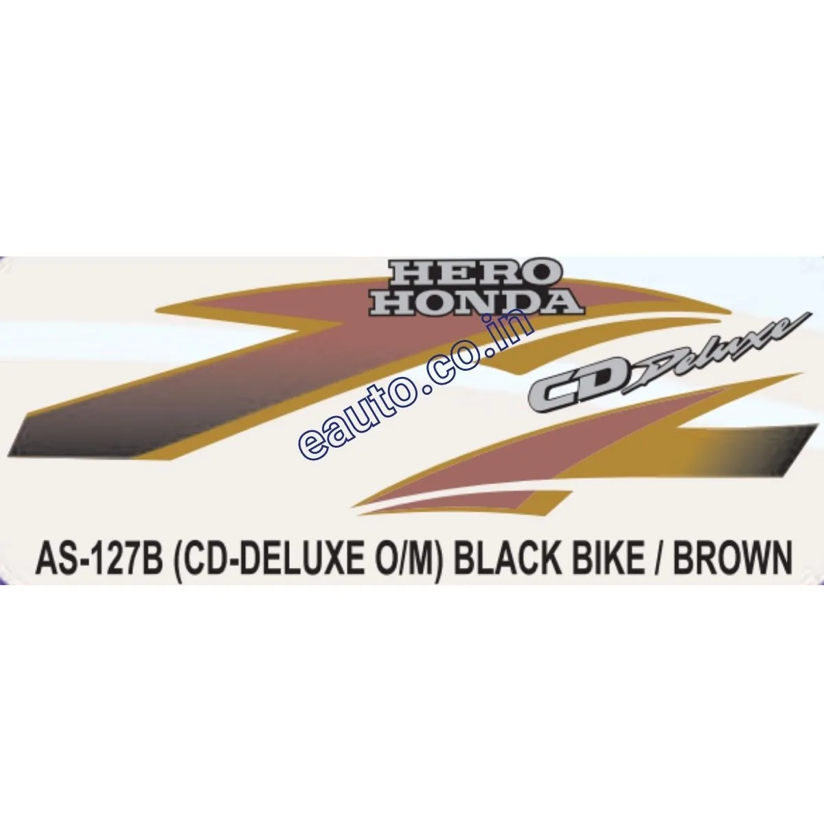 Graphics Sticker Set for Hero Honda CD Deluxe | Old Model | Black Vehicle | Brown Sticker | Both Sides