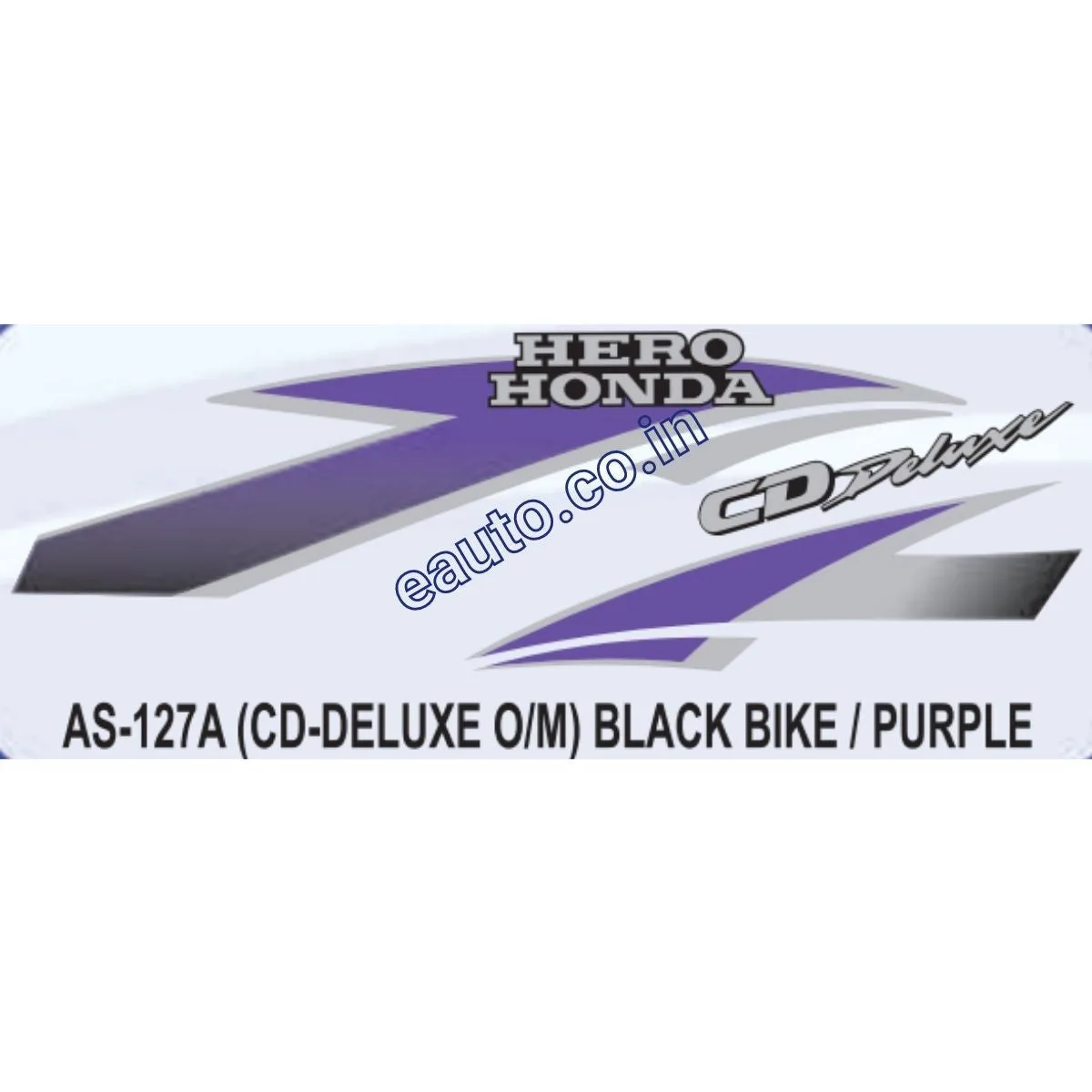 Graphics Sticker Set for Hero Honda CD Deluxe | Old Model | Black Vehicle | Purple Sticker | Both Sides