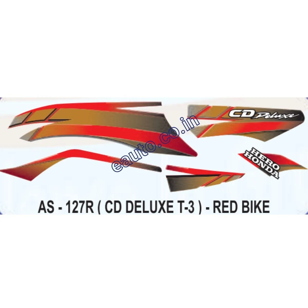 Graphics Sticker Set for Hero Honda CD Deluxe | Type 3 | Red Vehicle | Both Sides
