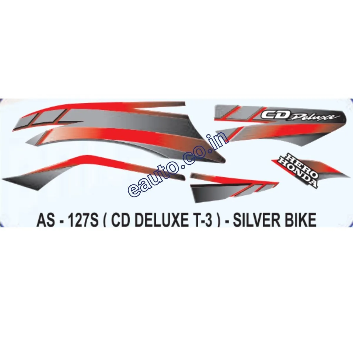 Graphics Sticker Set for Hero Honda CD Deluxe | Type 3 | Silver Vehicle | Both Sides