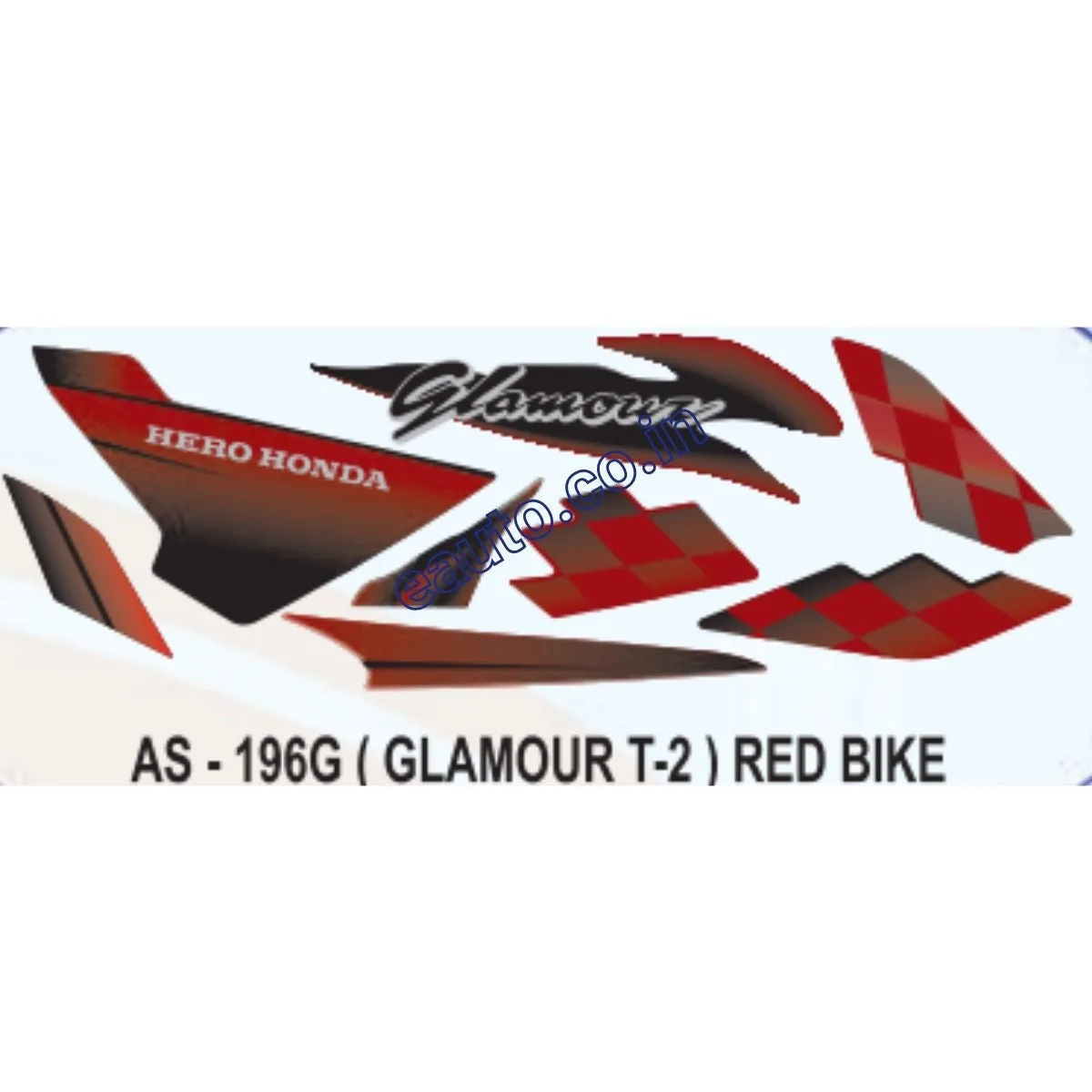Graphics Sticker Set for Hero Honda Glamour | Type 2 | Red Vehicle | Both Sides