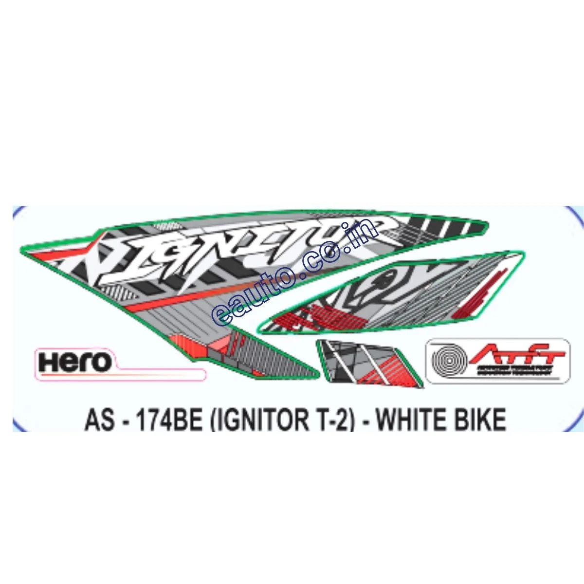 Graphics Sticker Set for Hero Honda Ignitor | Type 2 | White Vehicle | Both Sides