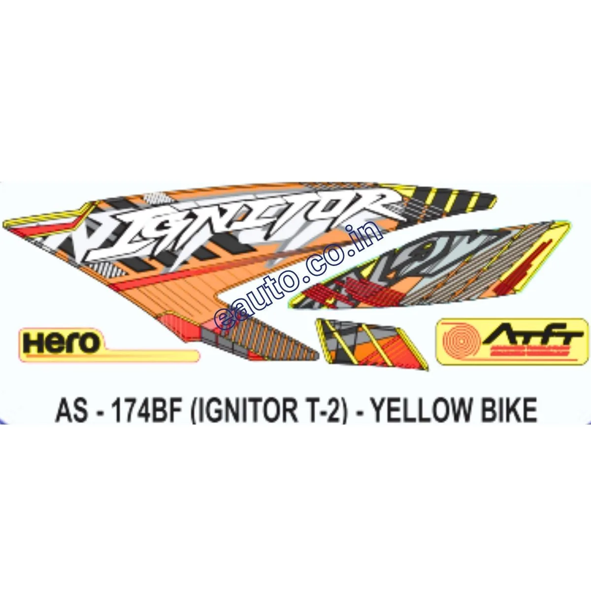 Graphics Sticker Set for Hero Honda Ignitor | Type 2 | Yellow Vehicle | Both Sides
