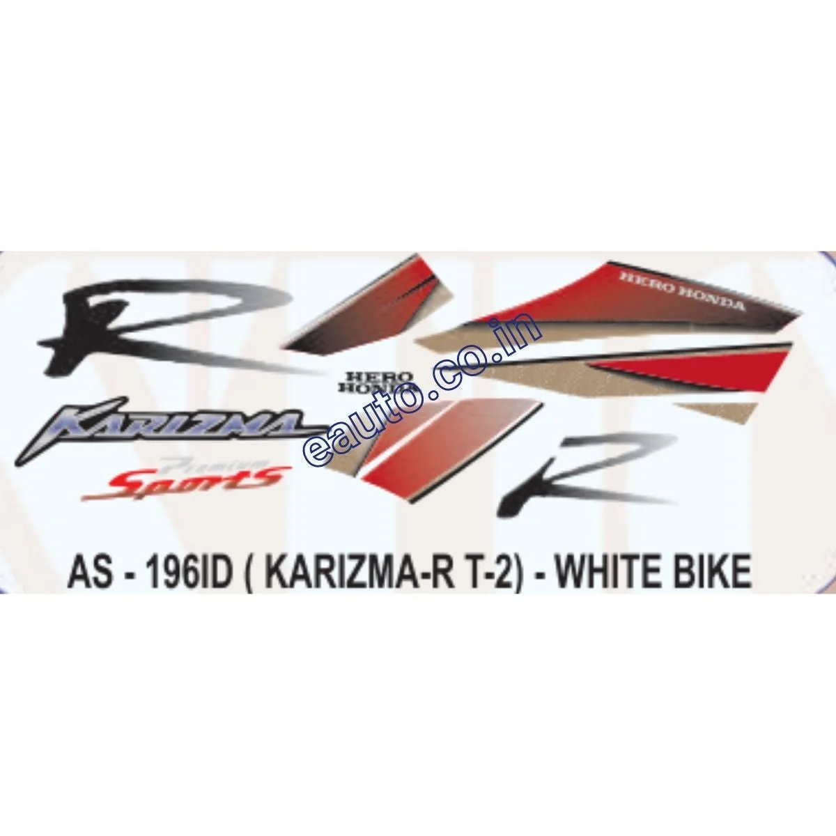 Graphics Sticker Set for Hero Honda Karizma R Sports | Type 2 | White Vehicle | Both Sides