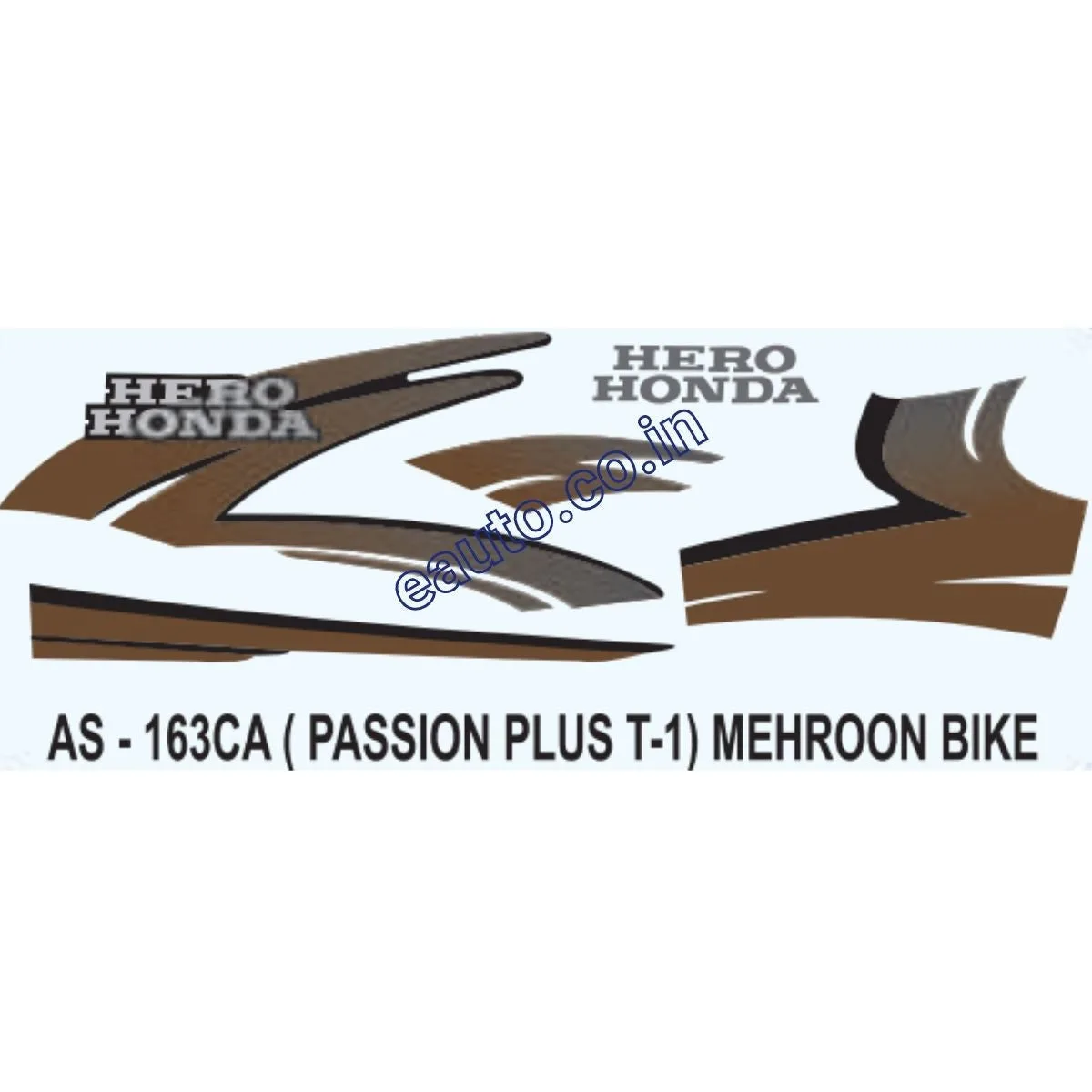 Graphics Sticker Set for Hero Honda Passion Plus | Type 1 | Mehroon Vehicle | Both Sides