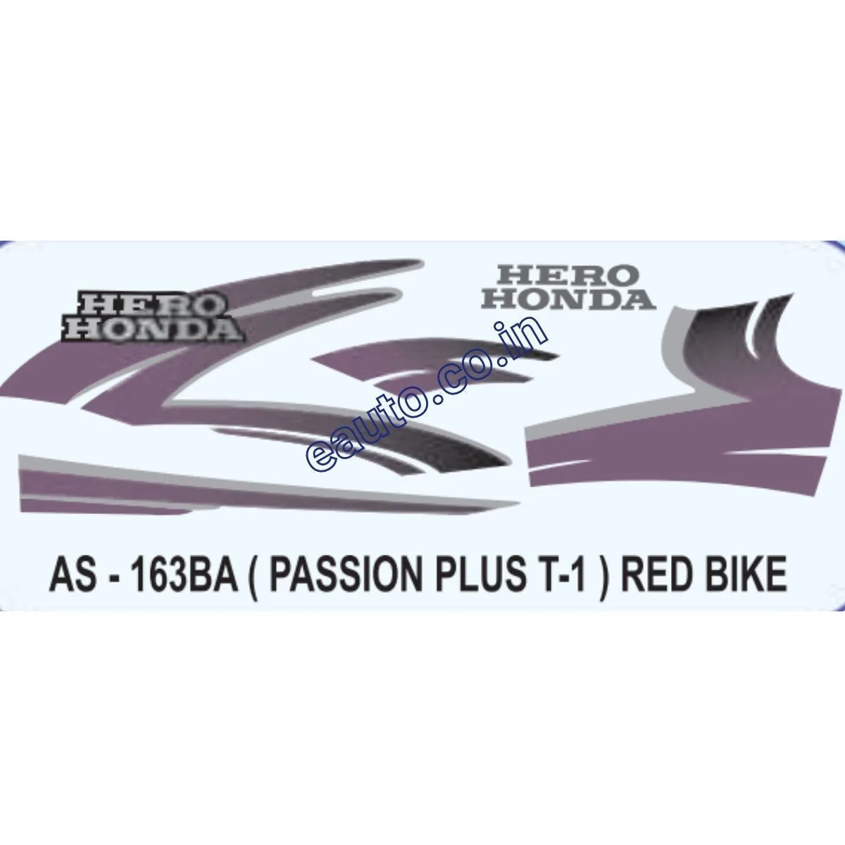 Graphics Sticker Set for Hero Honda Passion Plus | Type 1 | Red Vehicle | Both Sides