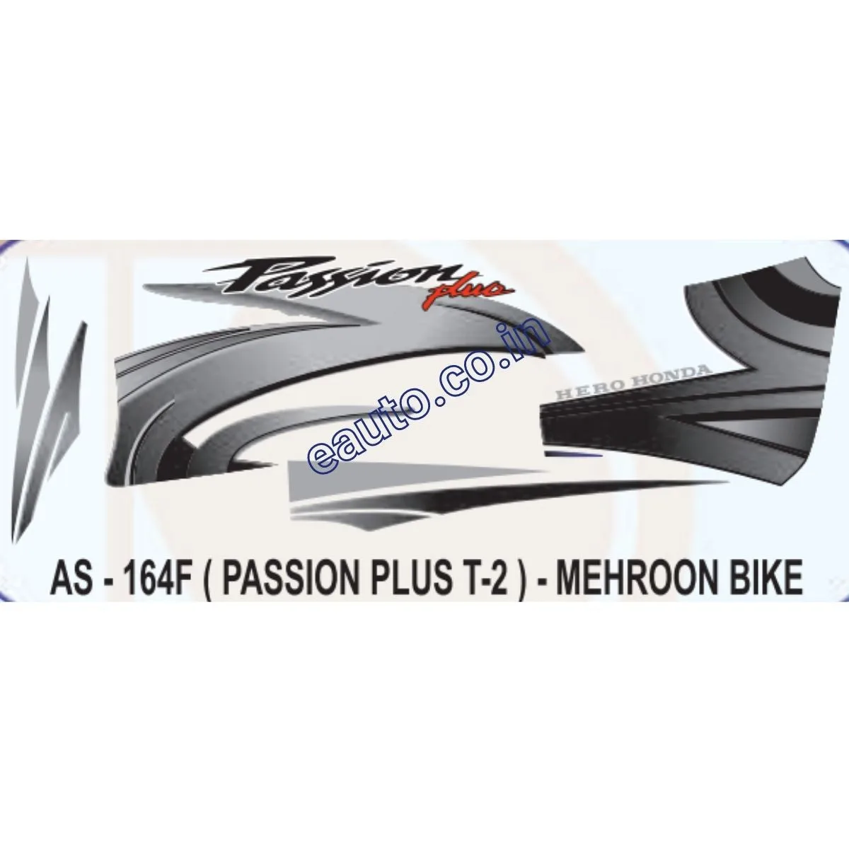 Graphics Sticker Set for Hero Honda Passion Plus | Type 2 | Mehroon Vehicle | Both Sides