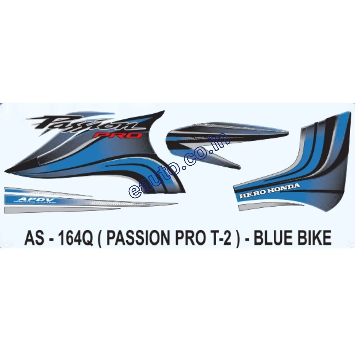 Graphics Sticker Set for Hero Honda Passion Pro | Type 2 | Blue Vehicle | Both Sides