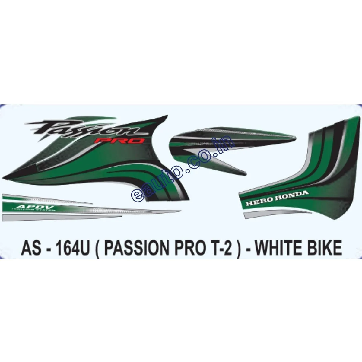 Graphics Sticker Set for Hero Honda Passion Pro | Type 2 | White Vehicle | Both Sides