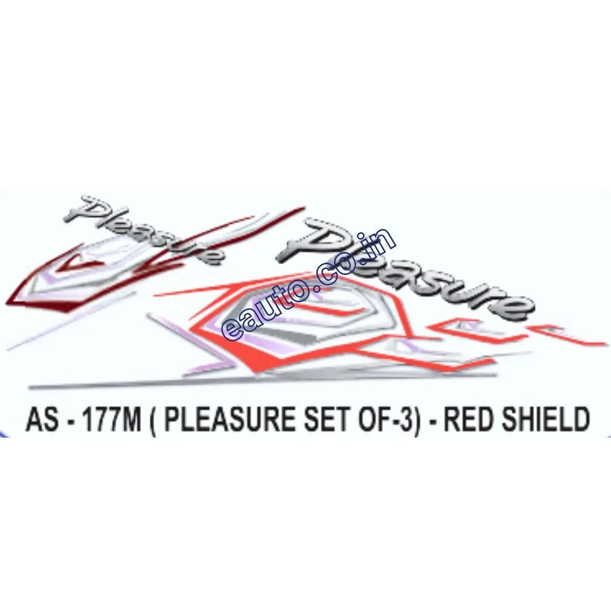 Graphics Sticker Set for Hero Honda Pleasure | Set Of 3 | Red Shield Sticker | Both Sides