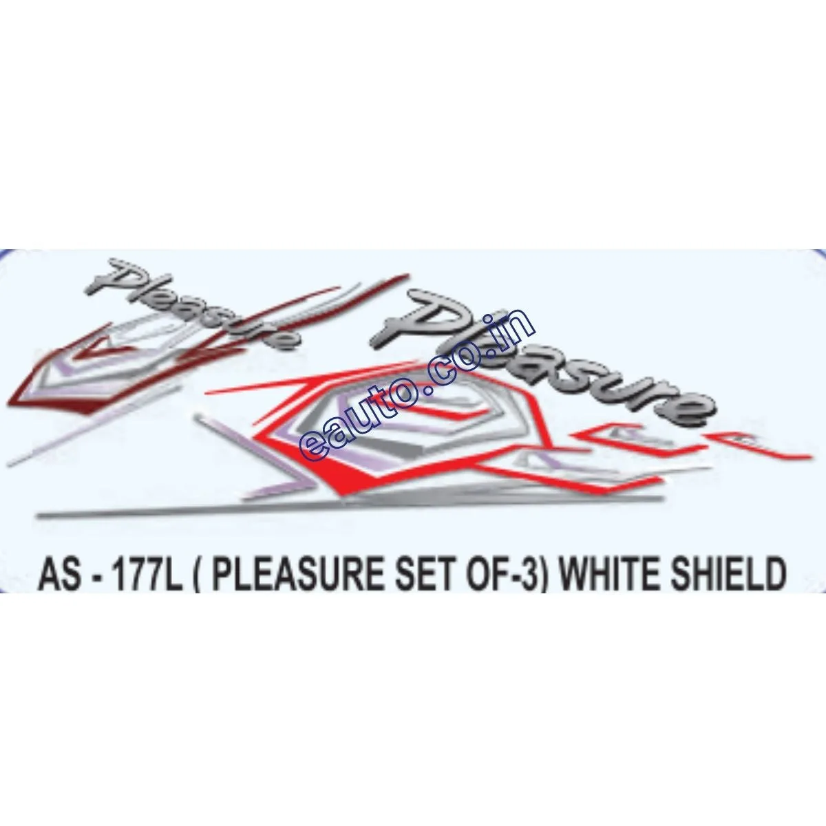 Graphics Sticker Set for Hero Honda Pleasure | Set Of 3 | White Shield Sticker | Both Sides