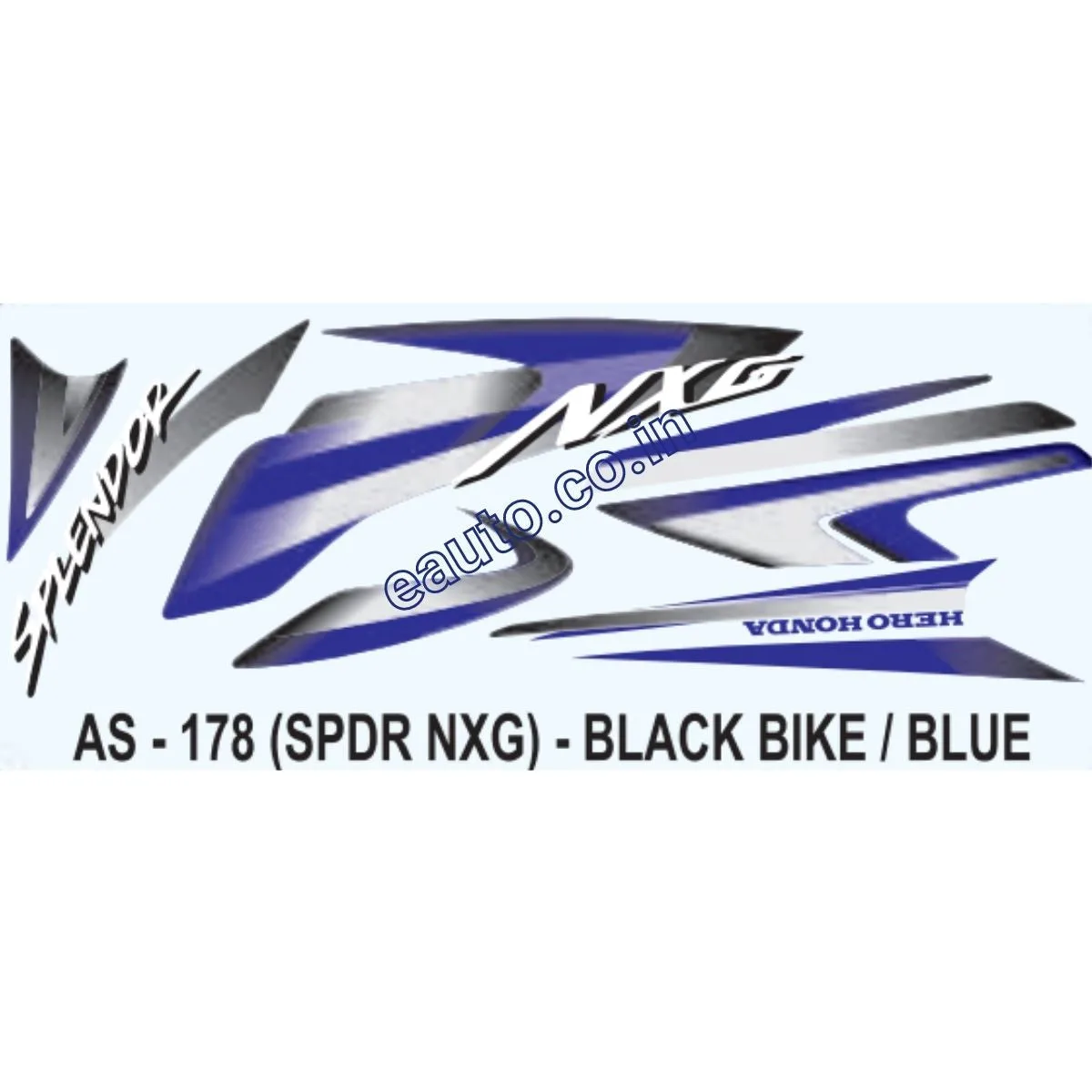 Graphics Sticker Set for Hero Honda Splendor NXG | Black Vehicle | Blue Sticker | Both Sides