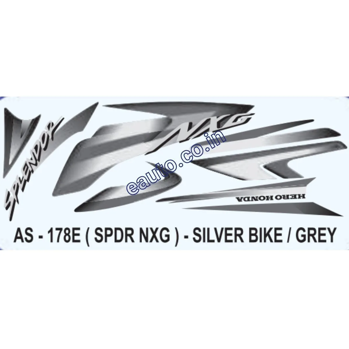 Graphics Sticker Set for Hero Honda Splendor NXG | Silver Vehicle | Grey Sticker | Both Sides