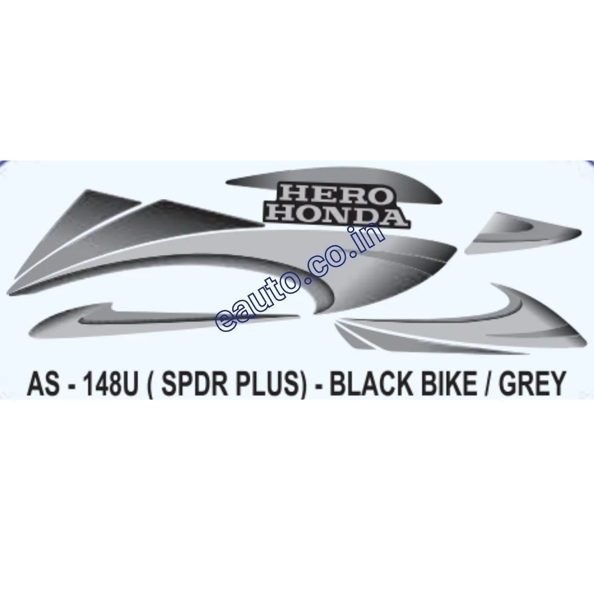 Graphics Sticker Set for Hero Honda Splendor Plus | Black Vehicle | Grey Sticker | Both Sides