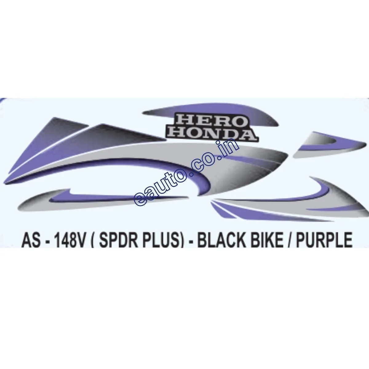 Graphics Sticker Set for Hero Honda Splendor Plus | Black Vehicle | Purple Sticker | Both Sides