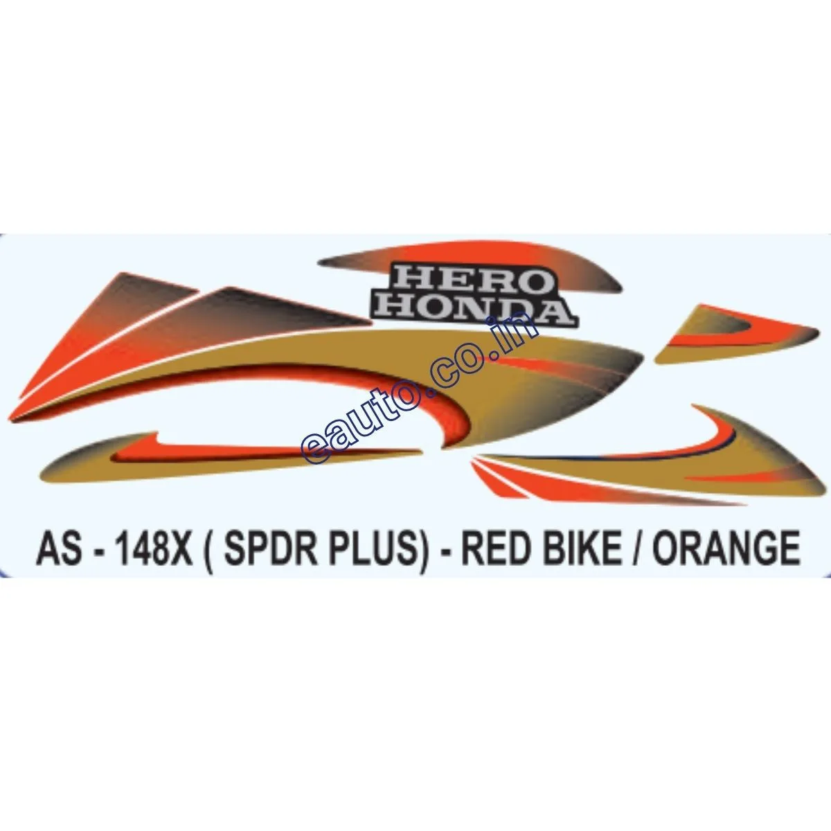 Graphics Sticker Set for Hero Honda Splendor Plus | Red Vehicle | Orange Sticker | Both Sides
