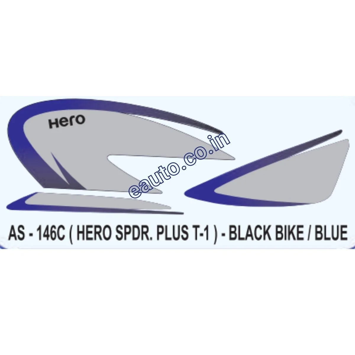 Graphics Sticker Set for Hero Honda Splendor Plus | Type 1 | Black Vehicle | Blue Sticker | Both Sides