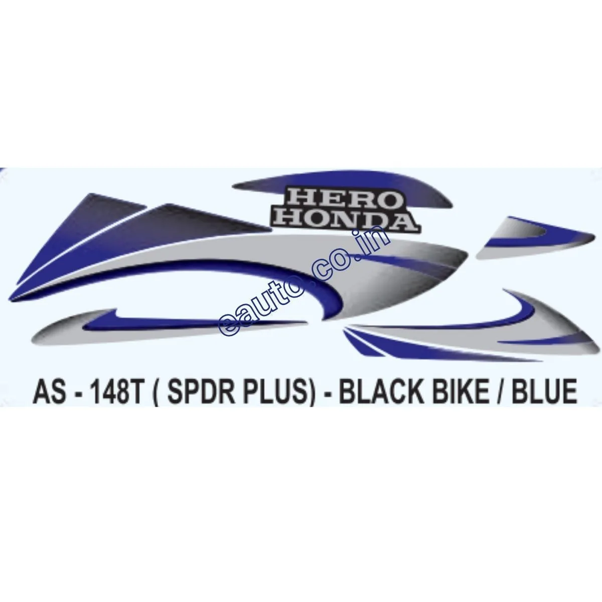 Graphics Sticker Set for Hero Honda Splendor Plus | Type2 | Black Vehicle | Blue Sticker | Both Sides