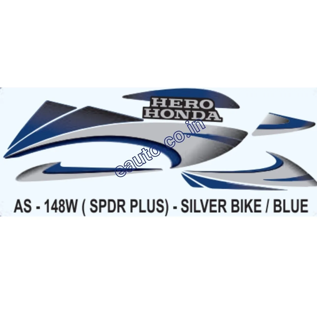 Graphics Sticker Set for Hero Honda Splendor Plus | Type2 | Silver Vehicle | Blue Sticker | Both Sides