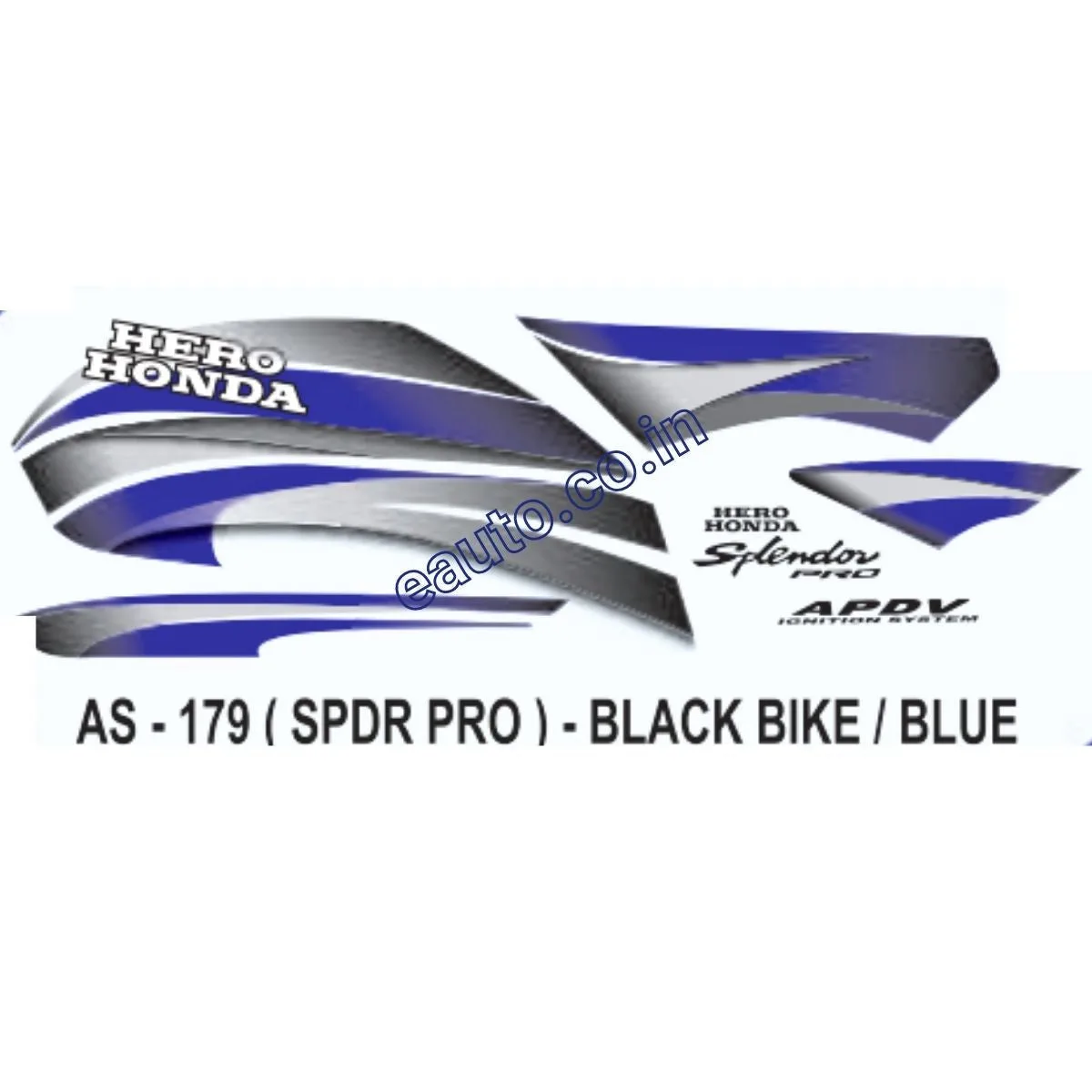 Graphics Sticker Set for Hero Honda Splendor Pro | Black Vehicle | Blue Sticker | Both Sides