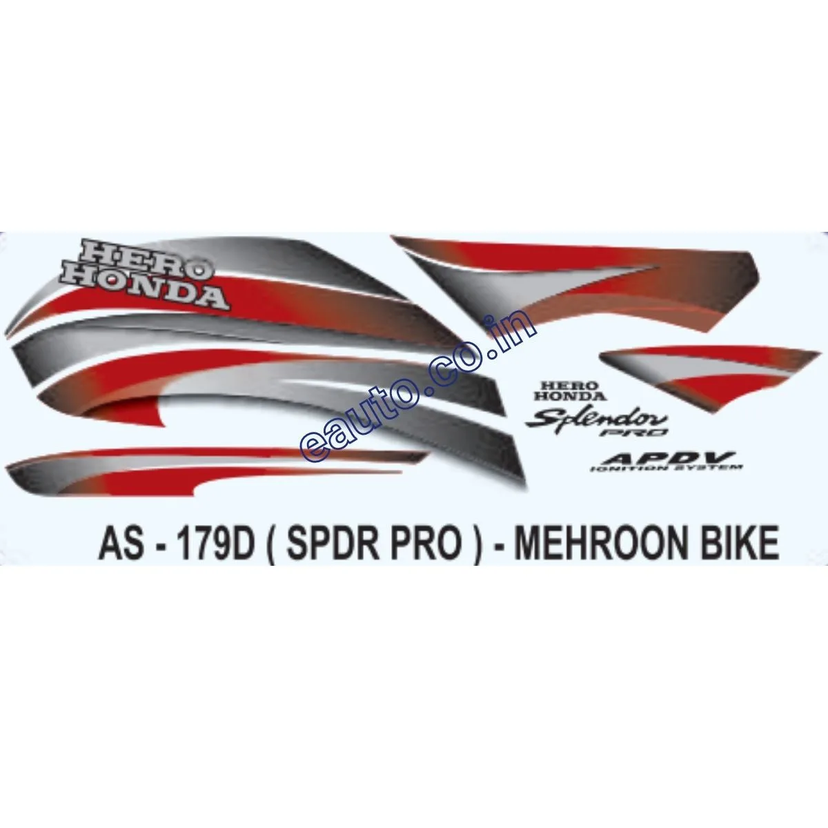 Graphics Sticker Set for Hero Honda Splendor Pro | Mehroon Vehicle | Both Sides