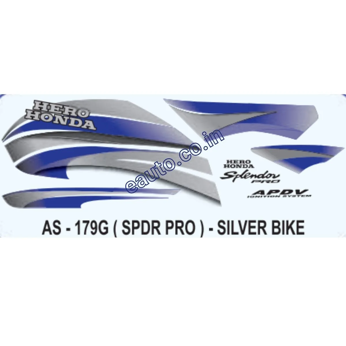 Graphics Sticker Set for Hero Honda Splendor Pro | Silver Vehicle | Both Sides