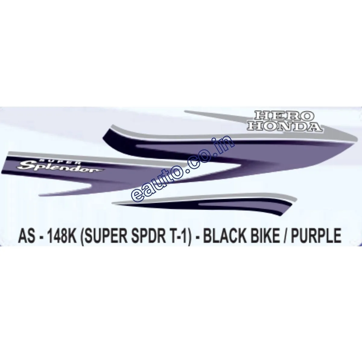 Graphics Sticker Set for Hero Honda Super Splendor | Type 1 | Black Vehicle | Purple Sticker | Both Sides