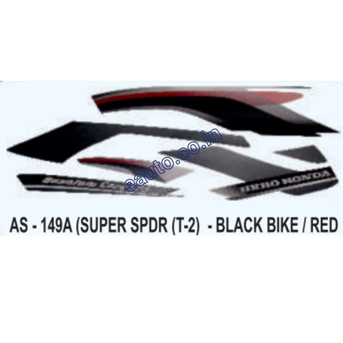 Graphics Sticker Set for Hero Honda Super Splendor | Type 2 | Black Vehicle | Red Sticker | Both Sides