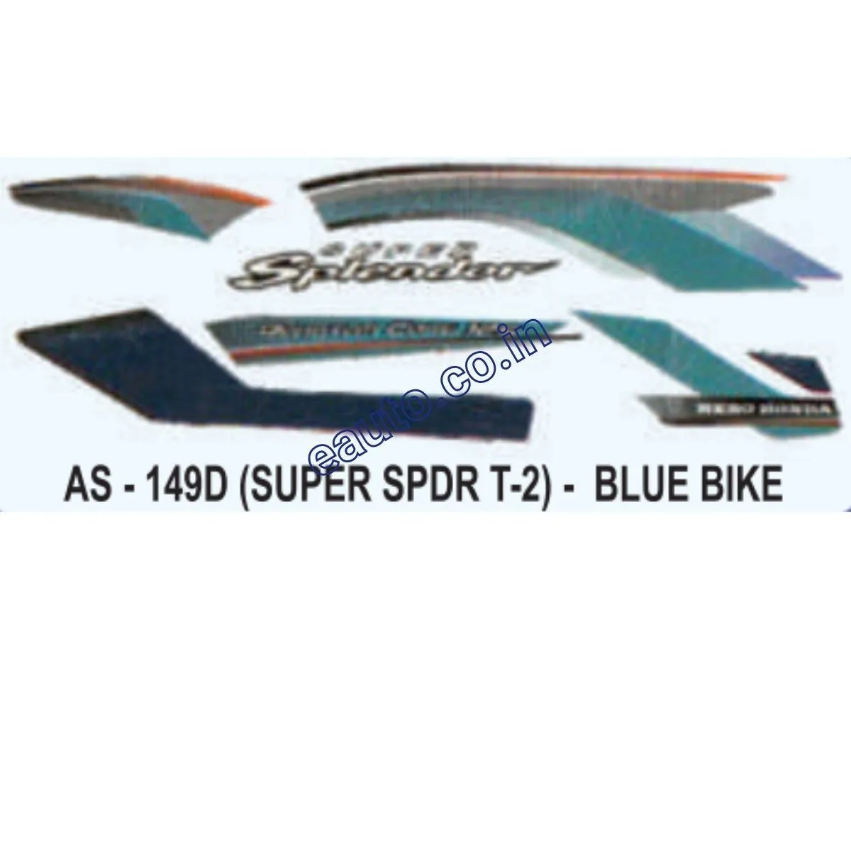 Graphics Sticker Set for Hero Honda Super Splendor | Type 2 | Blue Vehicle | Both Sides