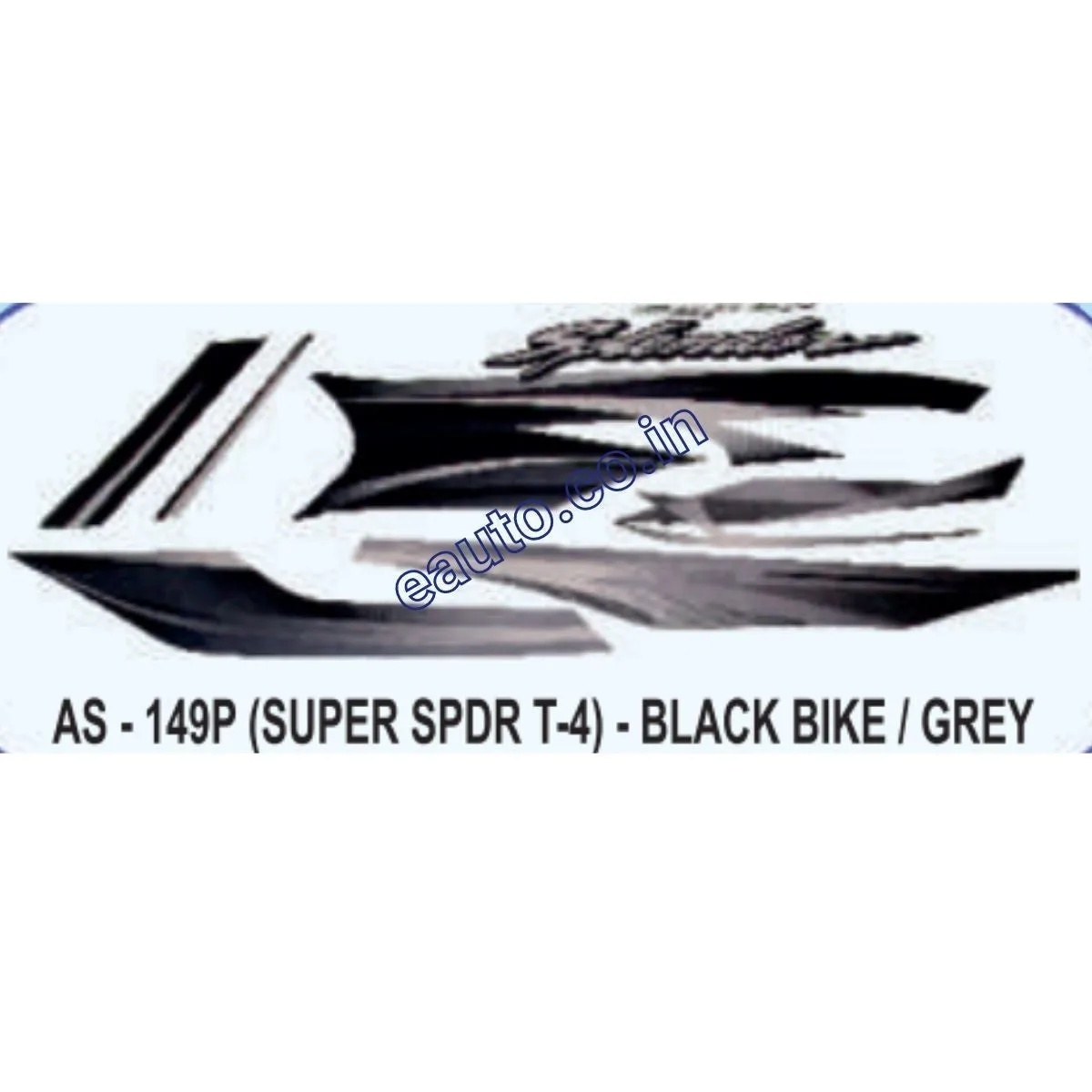 Graphics Sticker Set for Hero Honda Super Splendor | Type 4 | Black Vehicle | Grey Sticker | Both Sides