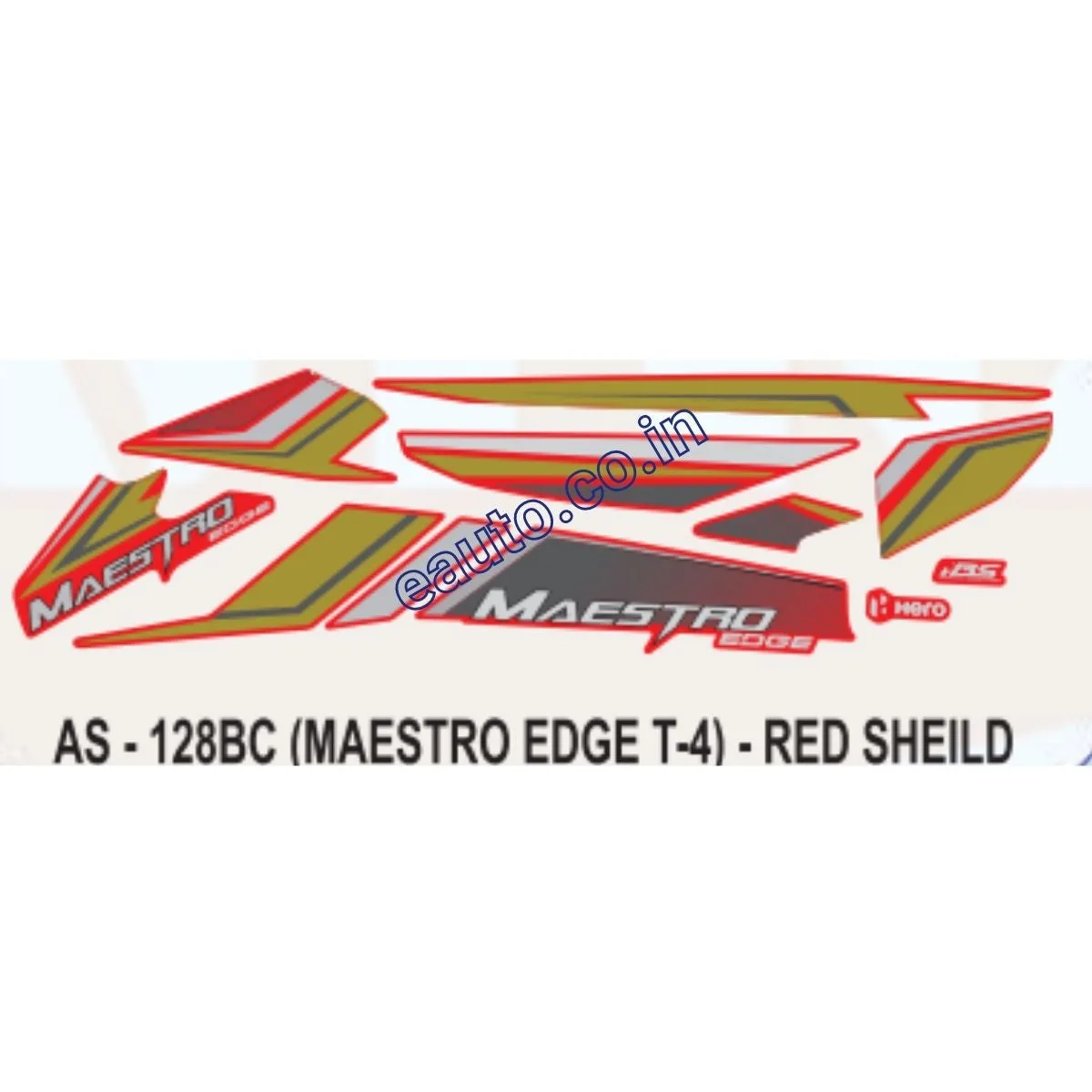 Graphics Sticker Set for Hero Maestro Edge | Type 4 | Red Shield Sticker | Both Sides