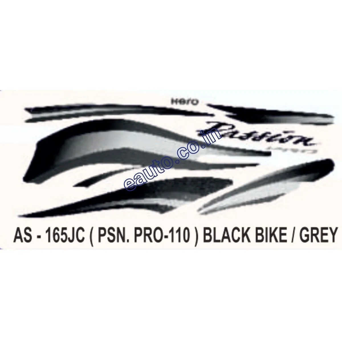 Graphics Sticker Set for Hero Passion Pro 110 | Black Vehicle | Grey Sticker | Both Sides