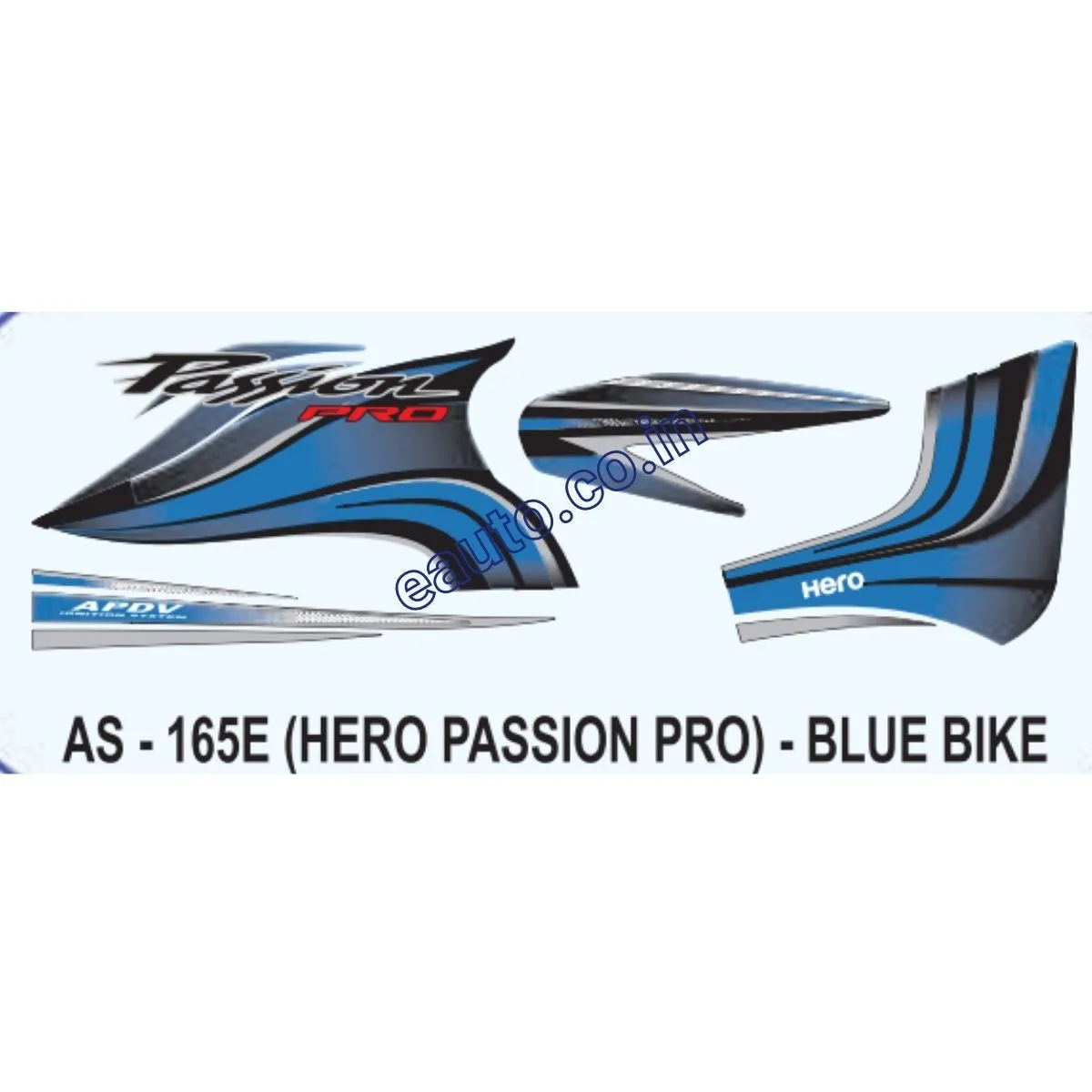 Graphics Sticker Set for Hero Passion Pro | Blue Vehicle | Both Sides