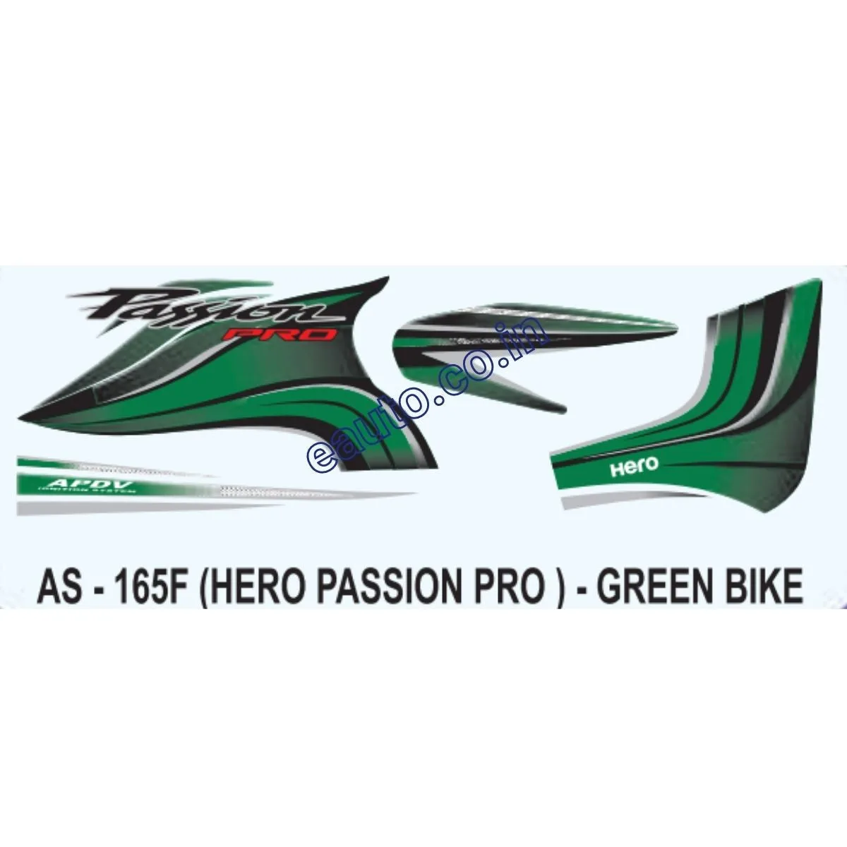 Graphics Sticker Set for Hero Passion Pro | Green Vehicle | Both Sides