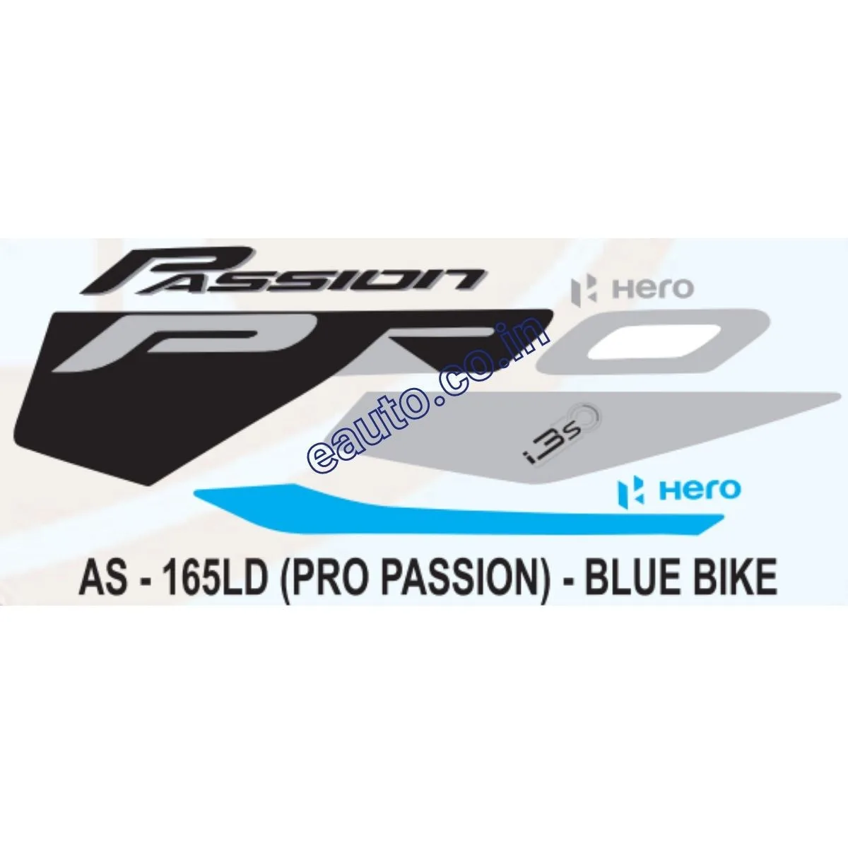 Graphics Sticker Set for Hero Passion Pro i3S | Blue Vehicle | Both Sides
