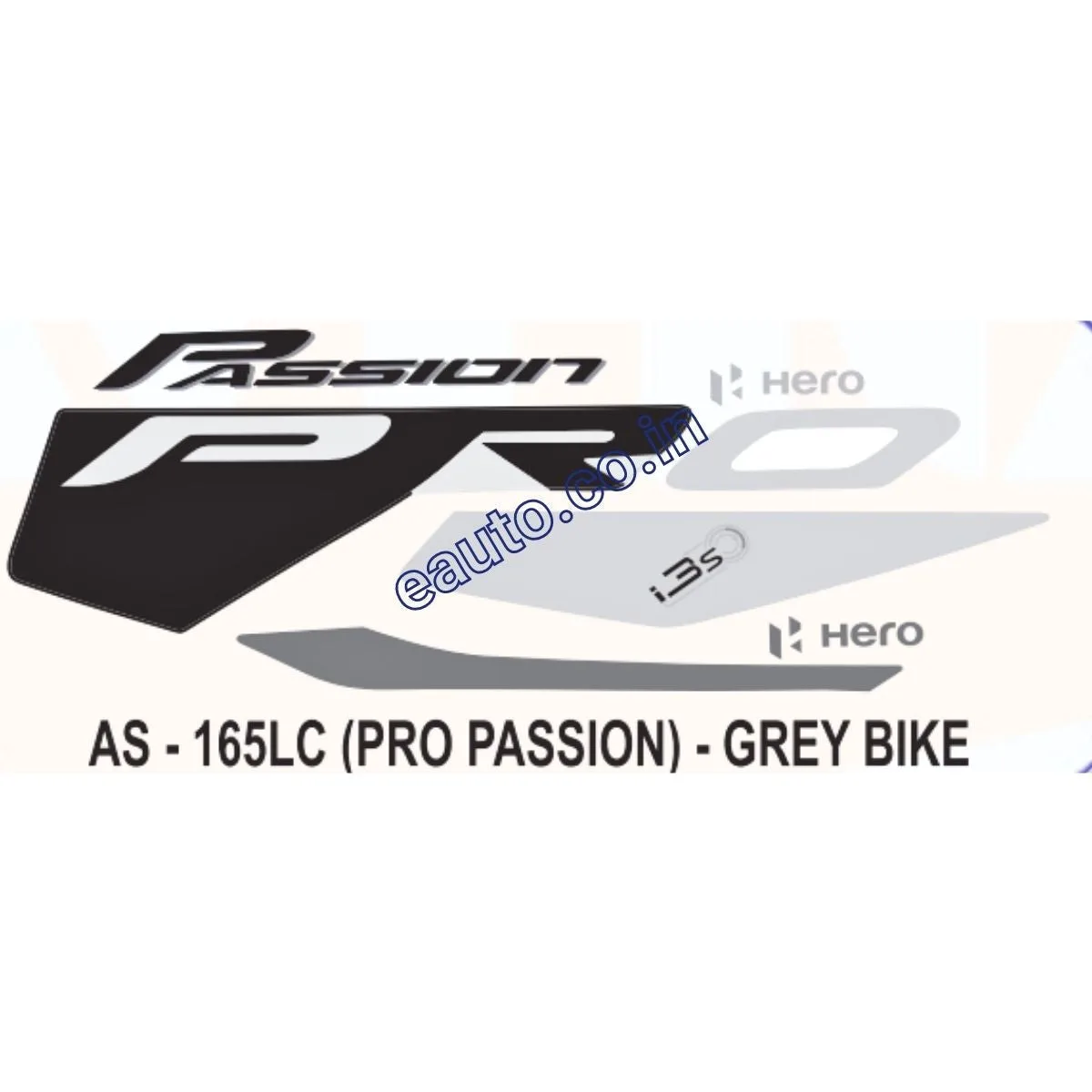 Graphics Sticker Set for Hero Passion Pro i3S | Grey Vehicle | Both Sides