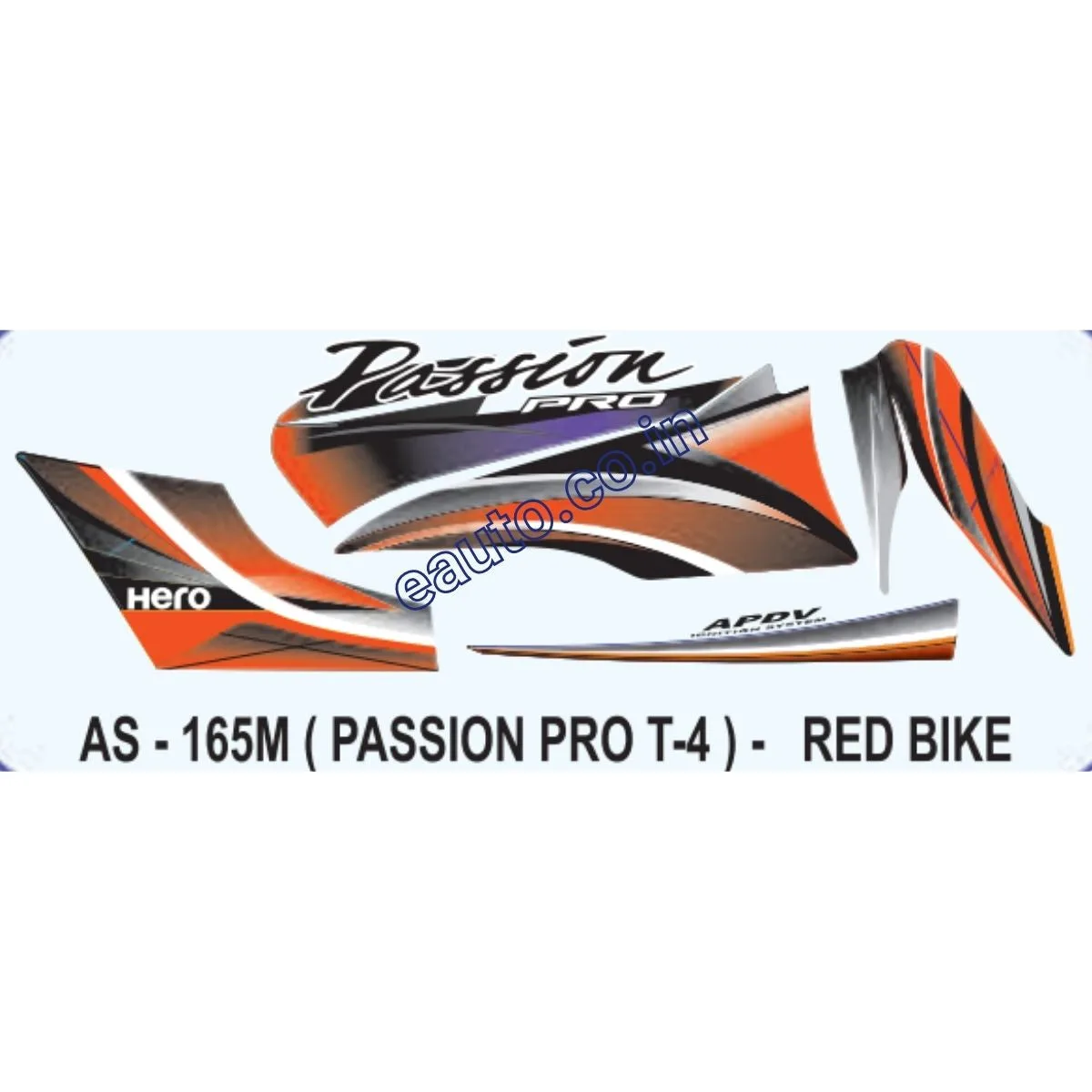Graphics Sticker Set for Hero Passion Pro | Type 4 | Red Vehicle | Both Sides