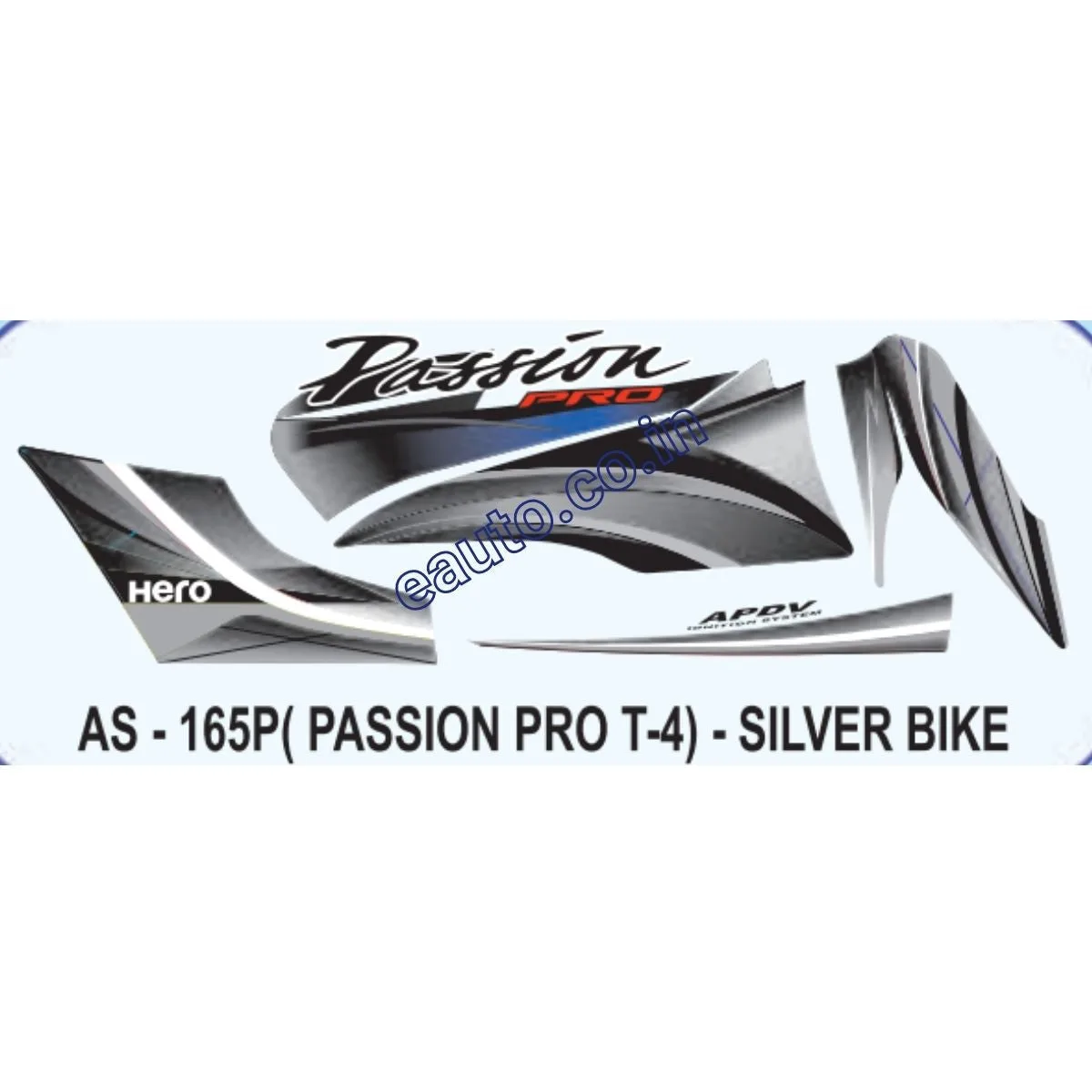 Graphics Sticker Set for Hero Passion Pro | Type 4 | Silver Vehicle | Both Sides