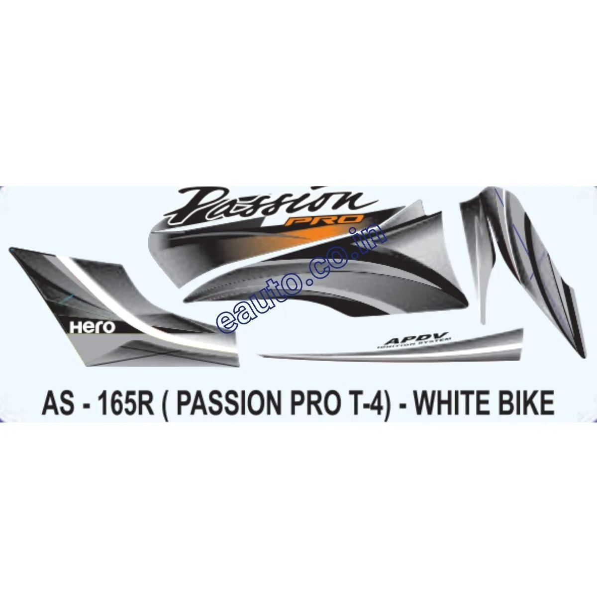 Graphics Sticker Set for Hero Passion Pro | Type 4 | White Vehicle | Both Sides