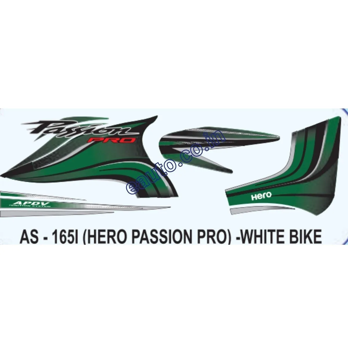 Graphics Sticker Set for Hero Passion Pro | White Vehicle | Both Sides