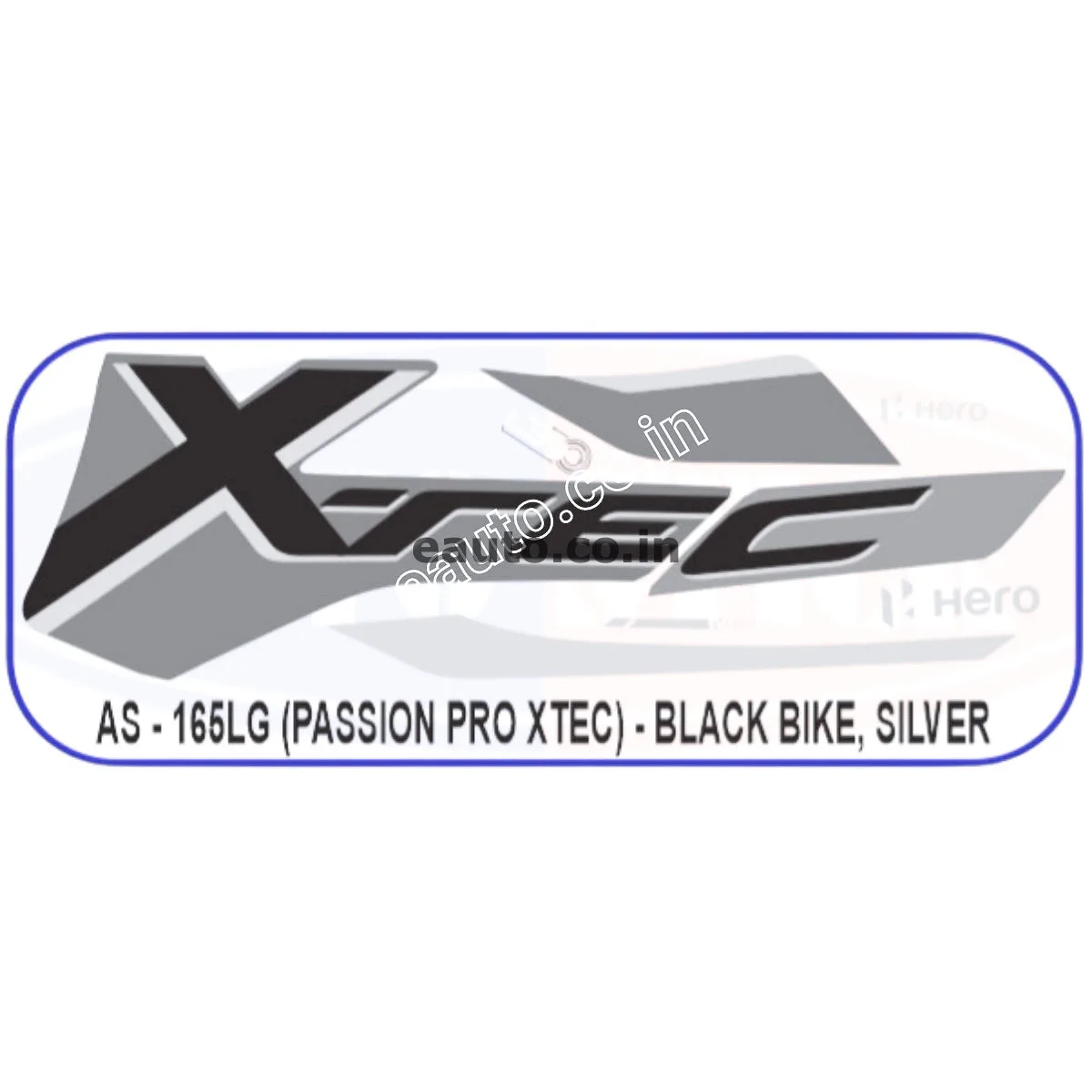 Graphics Sticker Set for Hero Passion Pro | XTEC | Black Vehicle | Silver Sticker | Both Sides