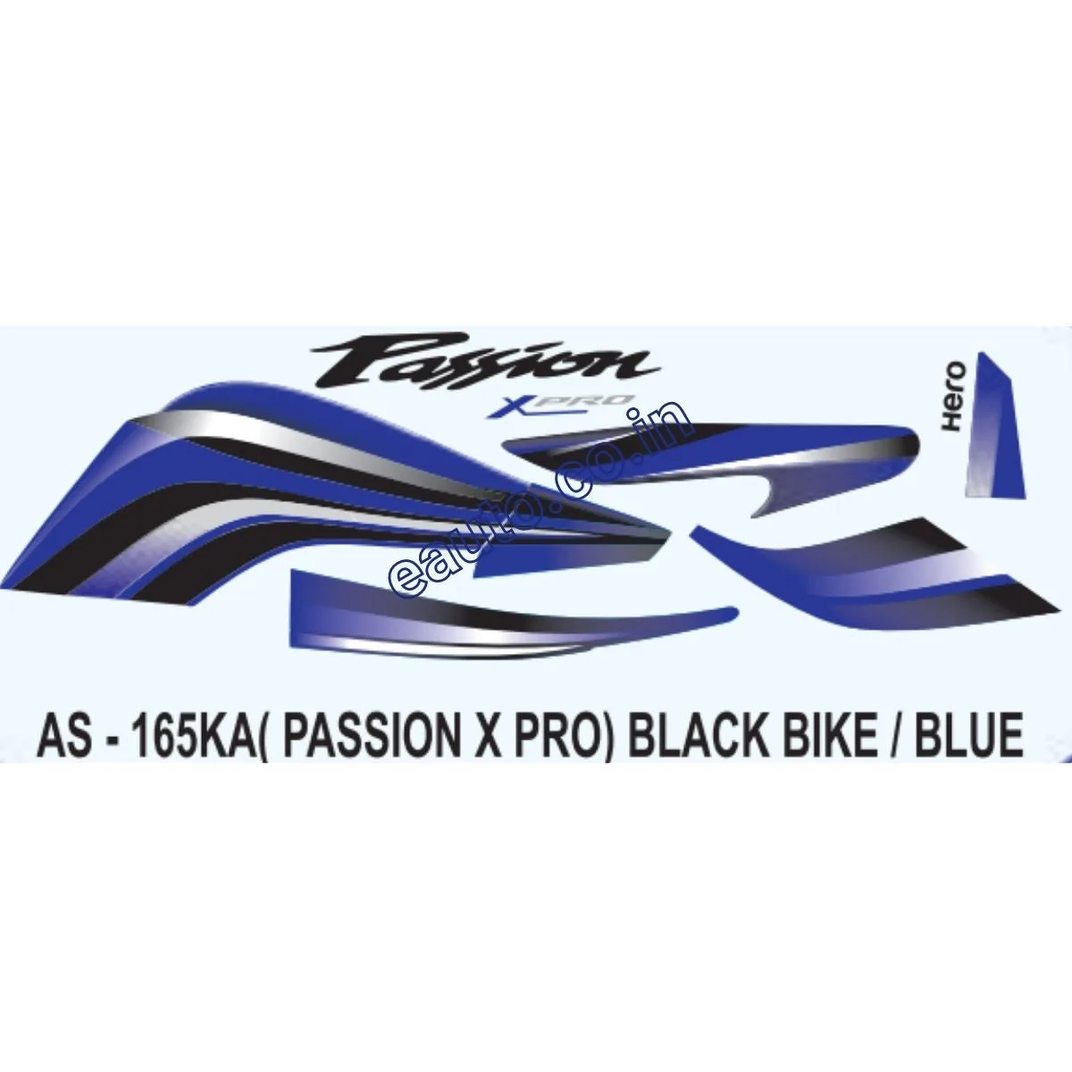 Graphics Sticker Set for Hero Passion X Pro | Type 2 | Black Vehicle | Blue Sticker | Both Sides