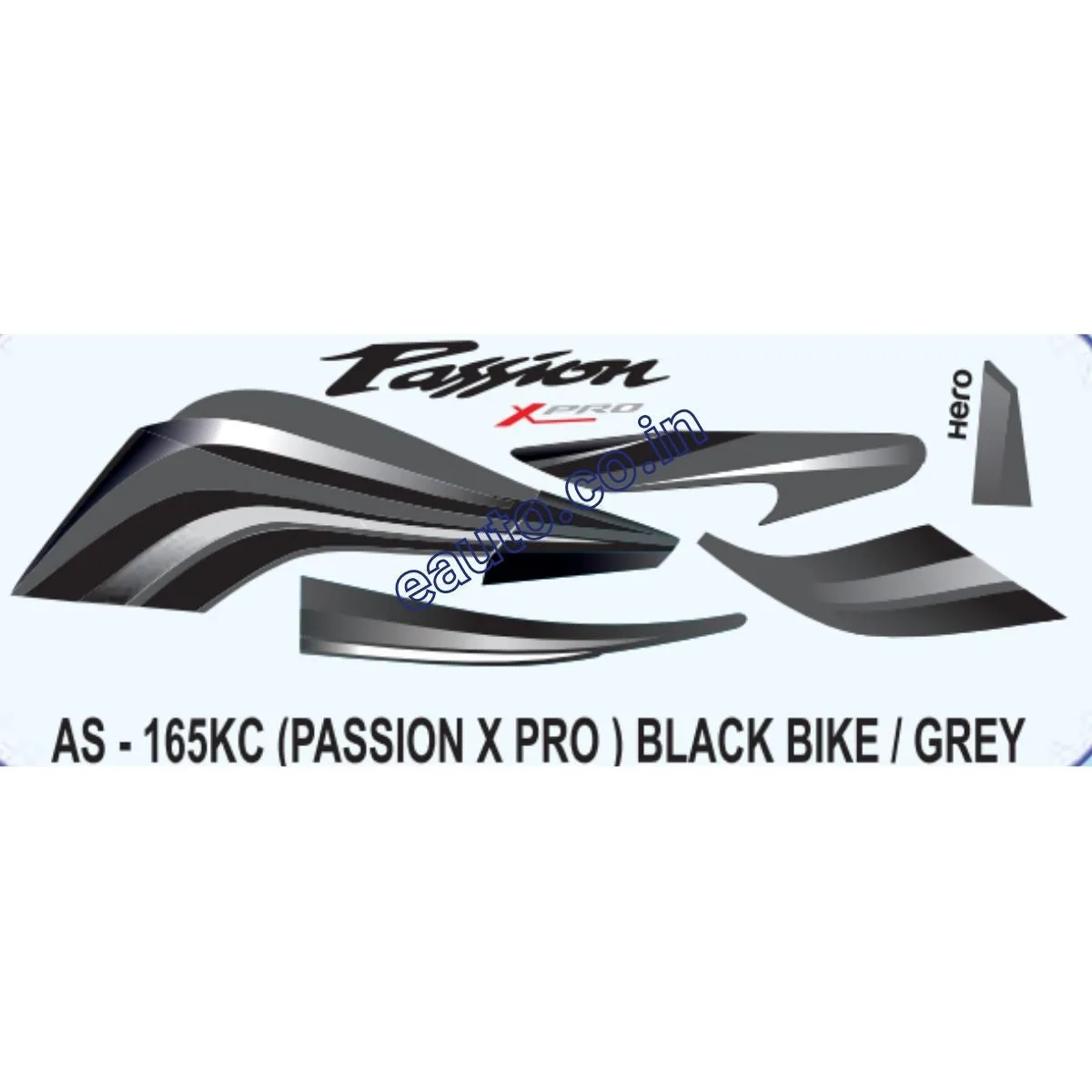 Graphics Sticker Set for Hero Passion X Pro | Type 2 | Black Vehicle | Grey Sticker | Both Sides