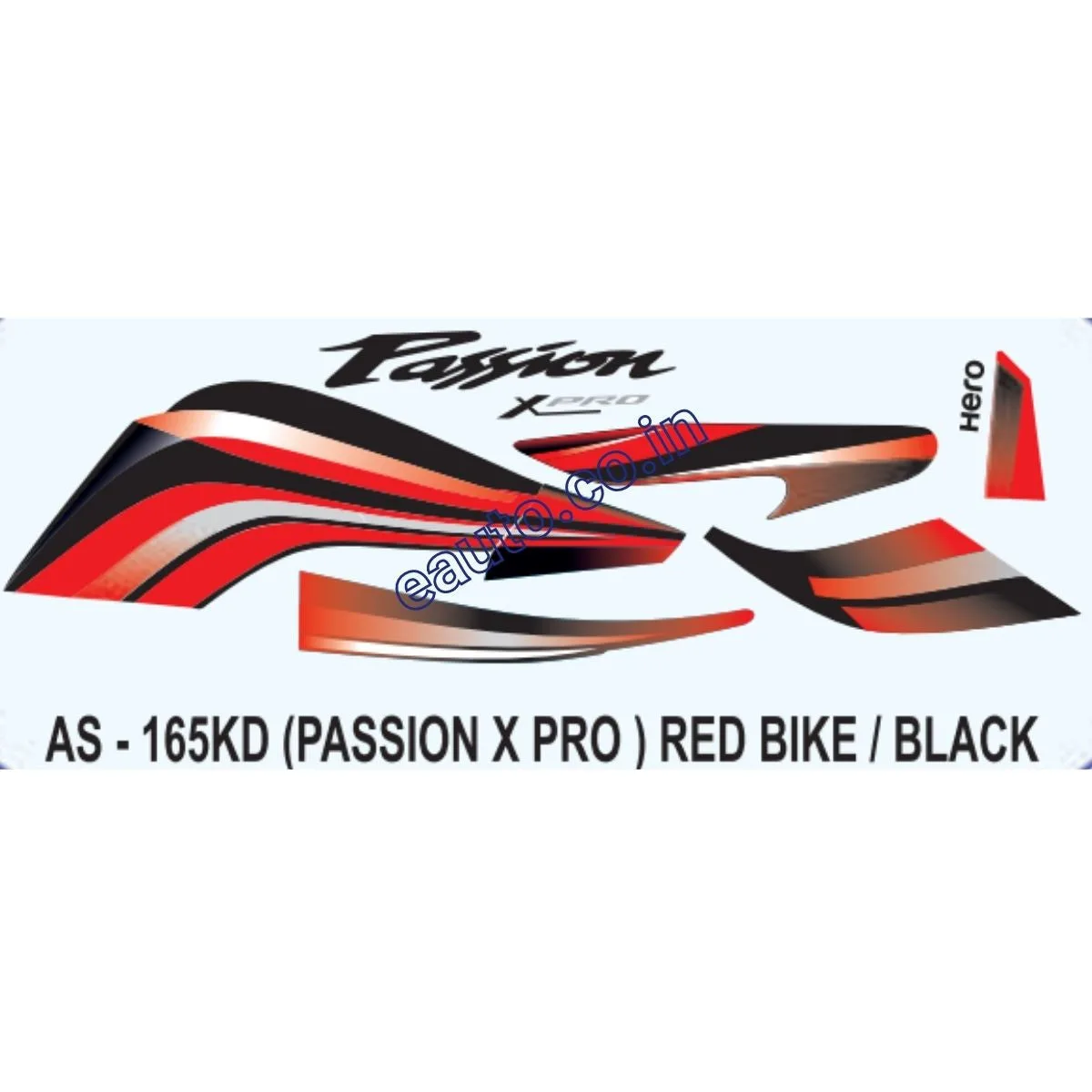 Graphics Sticker Set for Hero Passion X Pro | Type 2 | Red Vehicle | Black Sticker | Both Sides