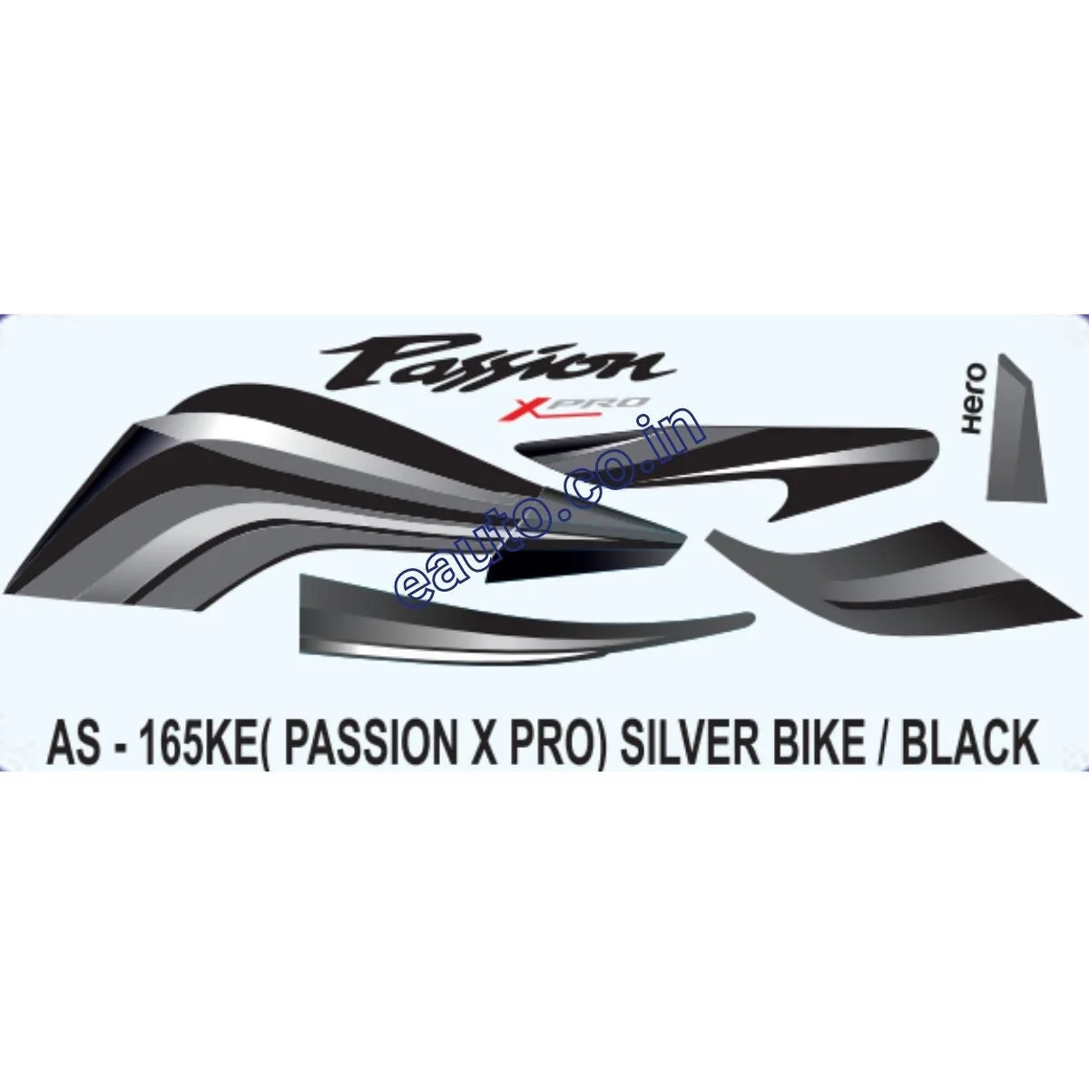 Graphics Sticker Set for Hero Passion X Pro | Type 2 | Silver Vehicle | Black Sticker | Both Sides