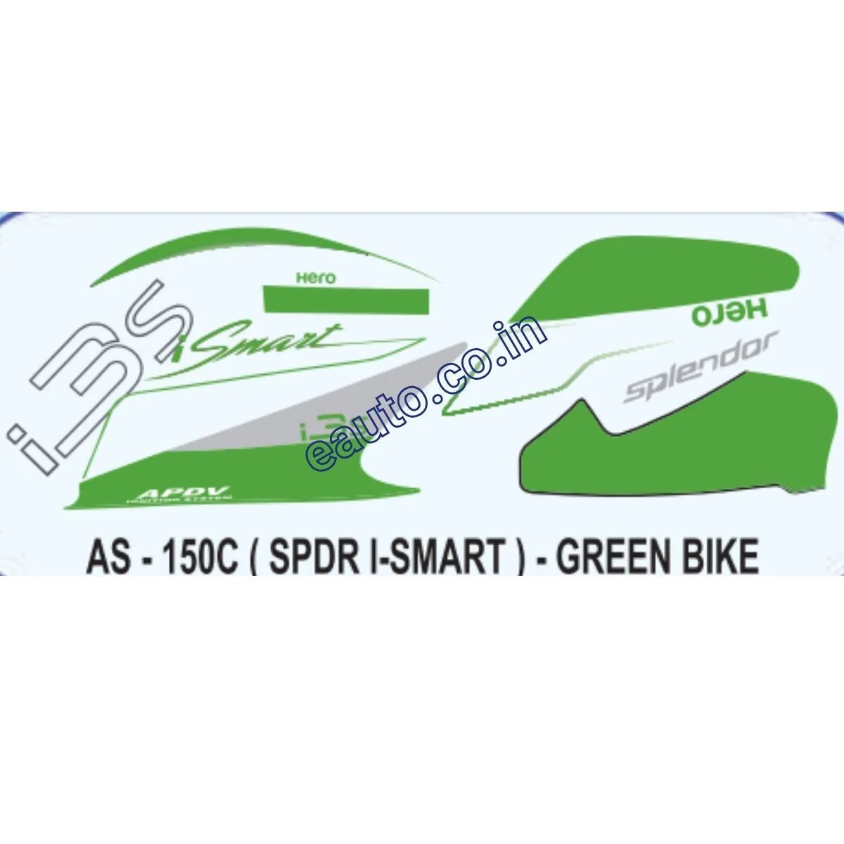 Graphics Sticker Set for Hero Splendor iSmart i3S | Green Vehicle | Both Sides