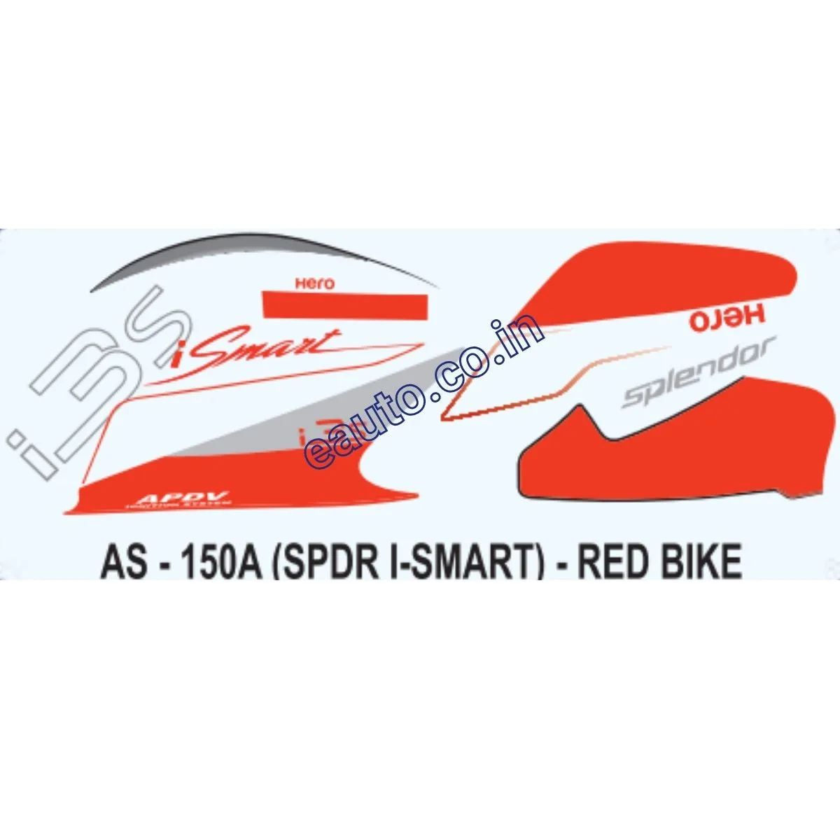 Graphics Sticker Set for Hero Splendor iSmart i3S | Red Vehicle | Both Sides